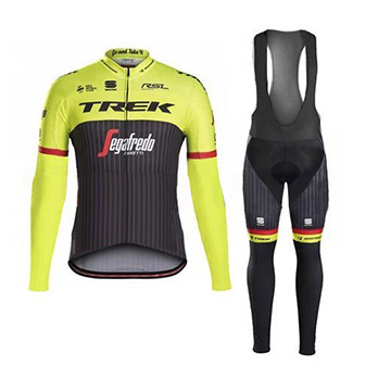 2017 Maillot Trek Segafredo Tirantes Mangas Largas verde e negro